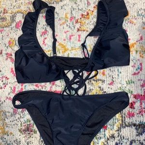 Black Ruffle Bikini — BRAND NEW